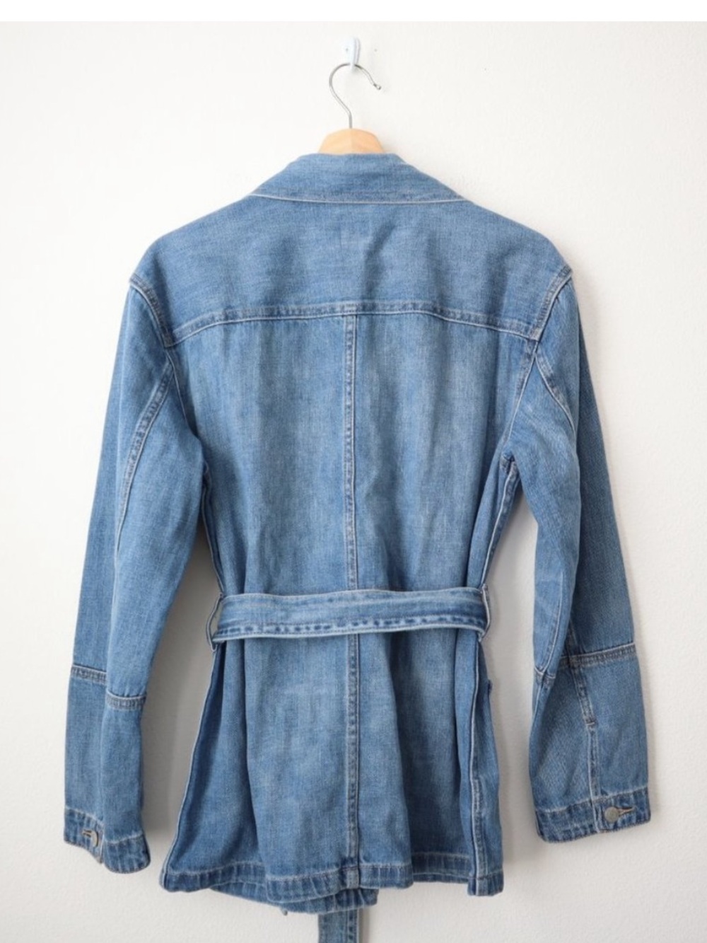 GAP Belted Light Indigo Wash Denim Shirt Jacket Shacket Size Small - Picture 3 of 5